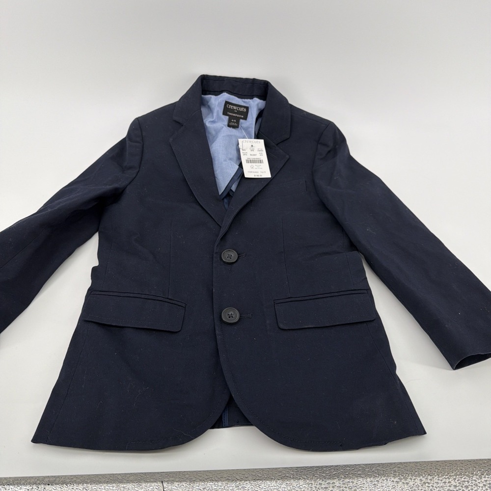 J.Crew Boys Crewcuts Thompson Suit Jacket in Navy Chino Size 4-5‎ New